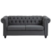 HOMCOM 2-Seater Oversize Loveseat Linen Fabric Sofa Couch 72.8 Inches with Rubberwood Legs & Rolled Arms for Living Room, Grey(m-12)