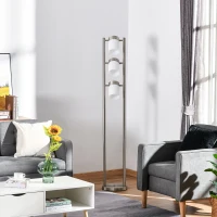 HOMCOM Floor Lamp, Modern Standing Light with 3 Rotating Lights for Living Room, Bedroom, Office, Silver(m-7)