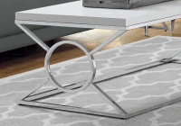 Monarch 44" Contemporary Chrome Metal Circle-X Frame Accent Cocktail Coffee Table - Glossy White Finish(m-3)
