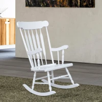 HomCom Wooden Baby Nursery Rocking Chair - White(m-1)