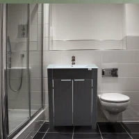 HomCom 24" Modern Full Size Ceramic Sink Vanity Storage Cabinet- Dark Coffee Woodgrain(m-4)