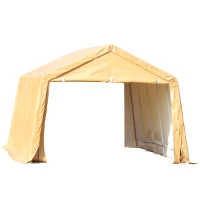 Outsunny 12'x20' Carport Extra Large Upgraded Heavy Duty Car Canopy Truck SUV Boat Shelter w/ Sidewalls UV-Treated Cover for Party, Garden Storage Shed, Coffee(m-1)