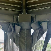 Outsunny 15' x 15' Octagon Hardtop Gazebo with Galvanized Steel Roof, Aluminum Frame, Permanent Pavilion Outdoor Gazebo Canopy with Netting for, Patio, Garden, Backyard, Deck, Lawn, Black(m-10)