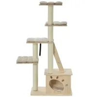 PawHut Multi-Level Cat Tree Condo Tower with Sisal-Covered Scratching Post, Activities for Kittens & Soft Cushion Luxury(m-1)