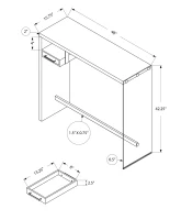Monarch 48" Modern Cement-Look Top Tempered Glass Sides Home Bar Table with Floating Storage Drawer - Grey Tones Finish(m-4)