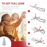 HOMCOM 6ft Tall Fir Artificial Christmas Tree with Realistic Branches, 230 Multi-Color Fiber Optic LED Lights and 230 Tips, White(m-5)