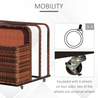 Outsunny Rattan Pool Storage Cart, Rolling Float Toy Organizer Bin, Stylish Outdoor Accessory for Poolside Clutter Control(m-5)