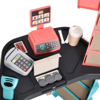 Qaba Kids Supermarket with Shopping Cart Play Set Toys with Working Scanner & Credit Card Reader for 3 to 6 Years - Green(m-12)