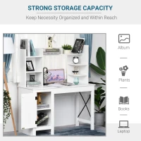 HOMCOM Home Office Computer Desk with Hutch and Storage Cabinet and 6 Shelves, White(m-5)
