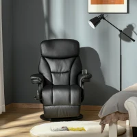 HOMCOM Manual Recliner, Swivel Lounge Armchair with Side Pocket, Footrest and Cup Holder for Living Room, Black(m-8)
