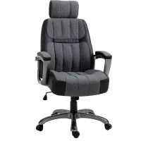 Vinsetto High-Back Home Office Chair 400lbs with Wide Seat, Linen PU High-Back Home Chair, Computer Desk Chair with Adjustable Height, Swivel Wheel, Black/Grey(m-1)