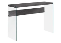 Monarch 44" Contemporary Wood Grain-Look Top Tempered Glass Base Accent Hall Console Sofa Table - Grey Finish(m-1)