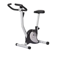 Soozier Upright Stationary Exercise Cycling Bike w/ LCD Monitor - White and Black(m-1)