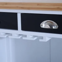 HomCom 34” Kitchen Island Rolling Cart With Wine Rack Drawers and 9 Glass Stemware Storage(m-9)