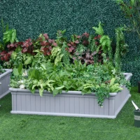 Outsunny 48" x 48" x 12" Raise Garden Bed Kit, Raised Planter Box, Above Ground Garden for Flowers, Herb, Vegetables with Easy Assembly, Gray(m-2)