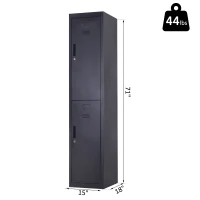 Vinsetto 71" 2 Tier Freestanding Steel Metal Lockable Employee Wall Locker Storage Cabinet - Black(m-4)