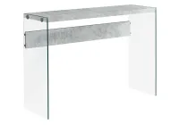 Monarch 44" Contemporary Tempered Glass Base Accent Hall Console Sofa Table - Grey Cement-Look Top Finish(m-1)