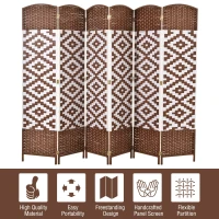 HomCom 6ft 6-Panel Diamond Weave Folding Room Divider with Freestanding Folding Screen & Stylish Wicker Material(m-6)