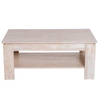 HomCom 43" Distressed Wood Rectangle Living Room Coffee Table with Lower Storage Shelf - Wood Grain(m-5)