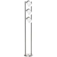 HOMCOM Floor Lamp, Modern Standing Light with 3 Rotating Lights for Living Room, Bedroom, Office, Silver(m-1)