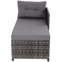 Outsunny 3 Piece Patio Furniture Set, Rattan Outdoor Sofa Set with Chaise Lounge & Loveseat, Soft Cushions, Tempered Glass Table, L-Shaped Sectional Couch, Gray(m-10)