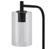 HOMCOM Modern Stylish Tall Pole Floor Lamp, Land Light with Metal Base, Cylindrical Shaped Glass Shade, Black(m-10)