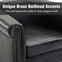 HomCom Faux Leather Traditional Club Armchair Smoking Chair - Dark Brown Black(m-5)