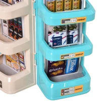 Qaba Kids Supermarket with Shopping Cart Play Set Toys with Working Scanner & Credit Card Reader for 3 to 6 Years - Green(m-9)