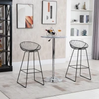 HOMCOM Modern Bar Stools Set of 2, Bar Height Barstools, 29.5" Seat Height Bar Chairs for Kitchen, Pub with Backrest and Footrest, Steel Frame, Black(m-9)
