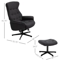 HOMCOM Fabric Recliner with Footrest - Modern Elegant Reclining with Sturdy Metal Base - Thick Padded Cushion - Dark Grey(m-3)