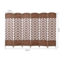 HomCom 6ft 6-Panel Diamond Weave Folding Room Divider with Freestanding Folding Screen & Stylish Wicker Material(m-3)
