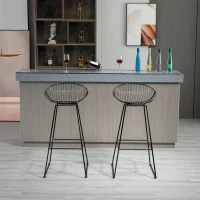 HOMCOM Modern Bar Stools Set of 2, Bar Height Barstools, 29.5" Seat Height Bar Chairs for Kitchen, Pub with Backrest and Footrest, Steel Frame, Black(m-8)