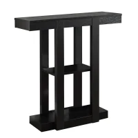 Monarch 32" Modern 3-Tier Straight Line Design Wood Grain-Look Accent Console Table - Cappuccino Brown Finish(m-1)