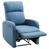 HomCom Linen Fabric Manual Recliner Lounger Chair  with Footrest - Blue(m-2)