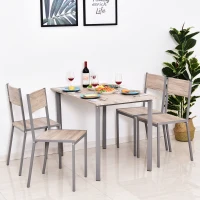 HOMCOM 5 Piece Dining Table Set for 4, Rectangular Kitchen Table and Chairs, Dining Room Set for Breakfast Nook, Small Space, Apartment, Dinette, Space Saving(m-8)