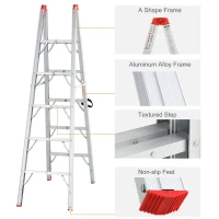 HomCom Multi-Purpose Folding Aluminum Ladder with 5 Platforms, for Indoor & Outdoor Use & a 330lbs Capacity, 73.5" Tall(m-4)