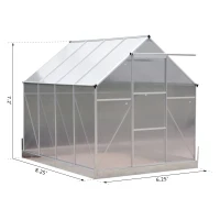 Outsunny 8' x 6' x 7' Polycarbonate Aluminum Framed Portable Walk-In Garden Greenhouse(m-3)