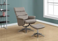 Monarch Ultra-Modern Upholstered Faux Suede Swivel Recliner with Matching Ottoman - Taupe(m-3)