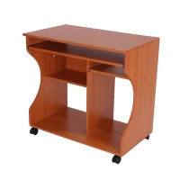 HomCom Wheeled Computer Cart - Cherry Wood(m-1)