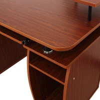 HOMCOM Multi-Function Computer Desk Home Office Workstation with Sliding Keyboard Tray, Elevated Shelf, Drawers and CPU Stand, Brown(m-9)