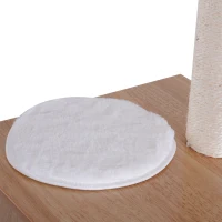 PawHut 40" Modern Cat Tree Multi-Level Scratching Post with 2 Cube Cave Enclosures - Oak Wood and White(m-10)