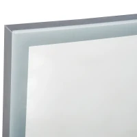 Open Box Kleankin 32" x 24" Aluminum Rectangular LED Illuminated Anti-Fog Bathroom Wall Mirror Stylish with Touch Bottons(m-6)