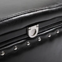 HomCom 17” Cube Faux Leather Storage Ottoman Footrest With Decorative Pull Out Tray - Black(m-7)