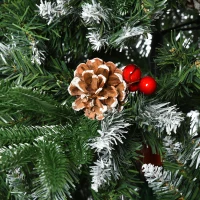 HOMCOM 7ft Artificial Pine Tree Holiday Home Christmas Decoration with Removable Branches, Pinecone - Red Berries(m-9)