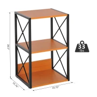 HomCom 3 Tier Wood X-Frame End Table - Black(m-3)