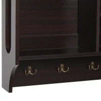 HOMCOM Wall-Mounted Floating Storage Shelf with 4 Storage Units and 4 Dual Hooks, Espresso(m-8)