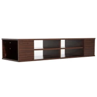 HomCom 48” Modern Wooden Floating Media Center Shelf Unit - Brown Woodgrain(m-1)