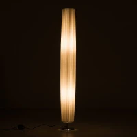 HomCom 48” Modern Free Standing Round Floor Lamp With Fabric Linen Shade - White(m-9)