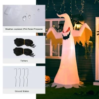 HOMCOM 8' Halloween Inflatable Ghost Yard Decoration for Indoors & Outdoors with Evil Fire Flame LED Lights(m-6)
