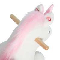 Open Box (Cosmetic Blemish) Qaba Kids Wooden Plush Ride-On Unicorn Rocking Horse Toy with Sing Along Songs(m-8)